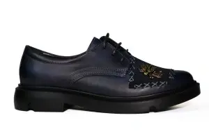 Pantofi dama,piele naturala, Nicolis -124224 albastru închis V - Img 3
