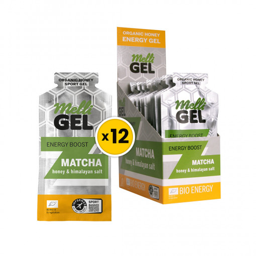 БИО Енергиен меден спортен гел MelliGEL Matcha кутия (12бр.)