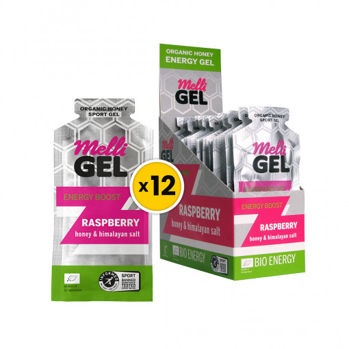 БИО Енергиен меден спортен гел MelliGEL Raspberry кутия (12бр)