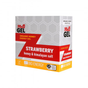БИО Меден енергиен гел MelliGEL Strawberry + Caffeine кутия (12бр) - Img 5