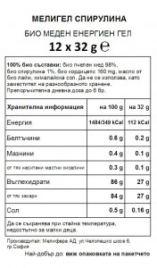 MelliGEL Spirulina label
