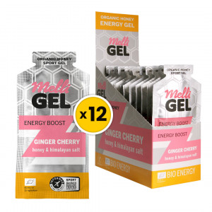 БИО Меден енергиен гел MelliGEL GingerCherry кутия (12бр)