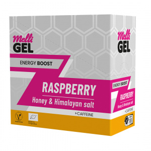 БИО Меден енергиен гел MelliGEL Raspberry + Caffeine кутия (12бр) - Img 3