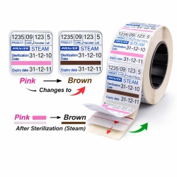 Etichete autoadezive sterilizare STEAM / EO / PLASMA – 29x28R și 32x28 mm | Dublu adeziv