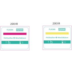 Etichete albe 25x31R – Double Adhesive | Indicator PLASMA (VH2O2) | Rolă 750 etichete
