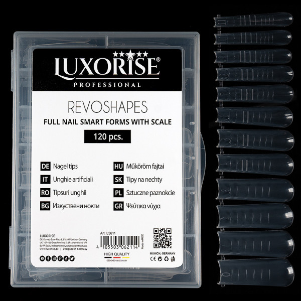 Tipsuri Reutilizabile Revo Shapes LUXORISE Full Nail pentru Polygel si gel, 120 buc