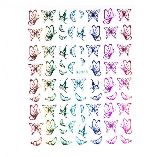 Abtibilduri Unghii SensoPRO Milano Butterfly in Paris, model WG368 Holo