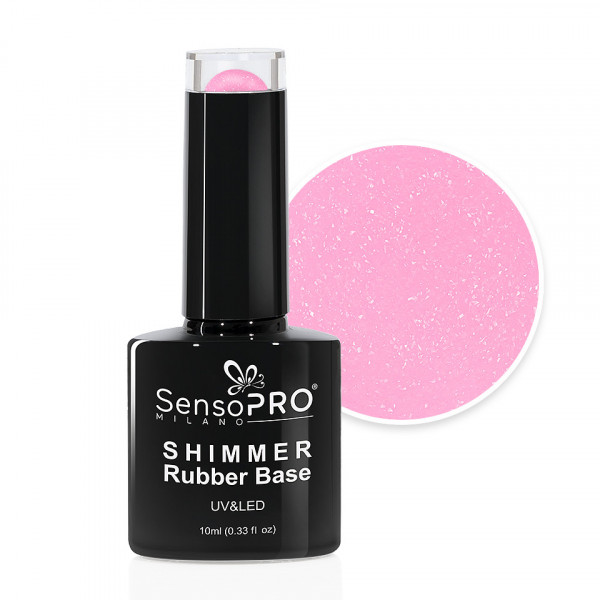Shimmer Rubber Base SensoPRO Milano - #60 Sparkling Rose, 10ml