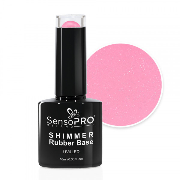 Shimmer Rubber Base SensoPRO Milano - #61 Pink Paradise, 10ml