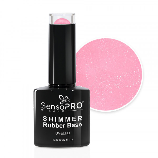 Shimmer Rubber Base SensoPRO Milano - #63 Strawberry Radiance, 10ml
