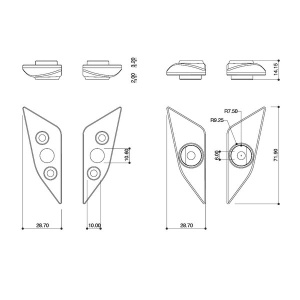 Adaptoare oglinzi BARRACUDA SKIN AIR DUCATI PANIGALE V4 - Img 3