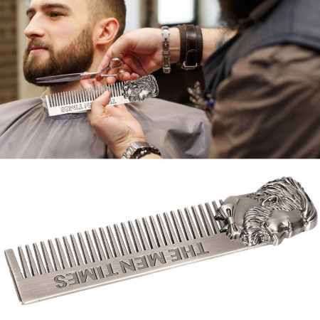 Pieptene barba metalic frizerie coafor Ardette, sterilizabil, model The Men Time