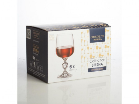 Set 5 pahare vin rosu Bohemia Sterna, cristalin, 230 ml. Un pahar crapat