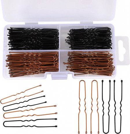 Ace coafor frizerie pentru coc Blonde si Negre in cutie din plastic 5 compartimente