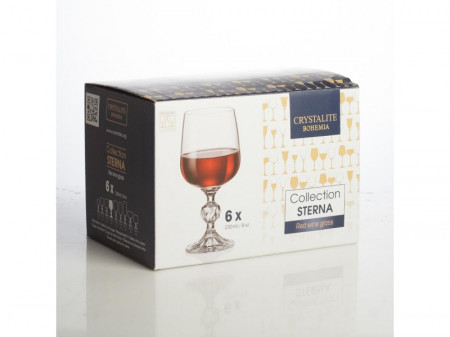 Set 6 pahare vin rosu Bohemia Sterna, cristalin, 230 ml