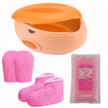 Set complet cu aparat pentru incalzit ceara parafina mare 3L si manusi, botosi, 1 plic parafina trandafir