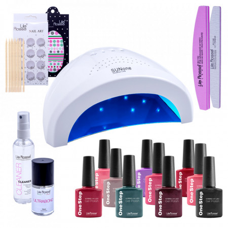 Kit complet manichiura cu 10 oje semipermanente si lampa Led