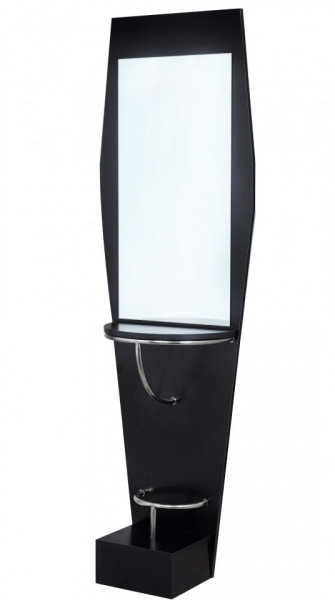 Post de lucru coafor PS001 negru cu suport picioare Oglinda frizerie