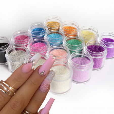 Set 12 sticlute caviar pentru decor unghii cu gel, Plus Size