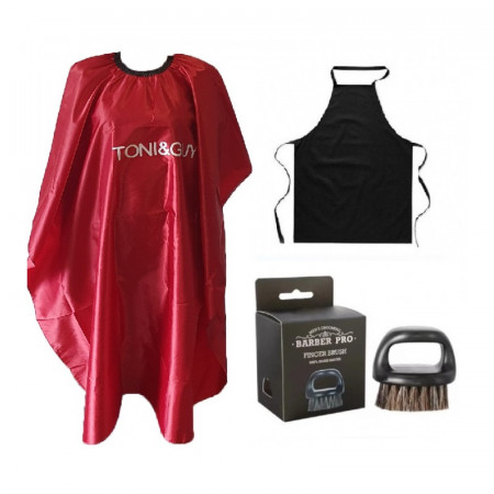 Set Frizerie Palermo cu Pelerina Manta Tony & Guy, Sort Complementar si Pamatuf Lemn