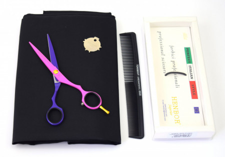Set frizerie coafor Henbor model Ario06, 3 piese, cu foarfeca de tuns, manta, piepten