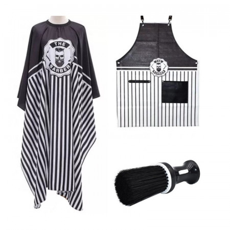 Set Frizerie Barbero cu Pelerina Manta, Sort Complementar si Pamatuf Frizerie Negru cu Rezervor