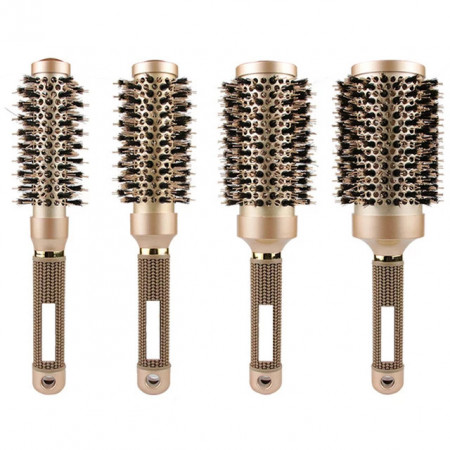 Set perii coafor rotunde, 4 bucati, nano ceramice, profesionale, pentru frizerie