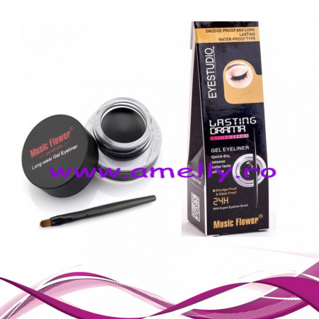 Tus Gel Ochi negru Music Flower cu pensula pentru aplicare.