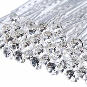 Ace de par pentru mireasa cu cristale argintii set 20buc - Img 5