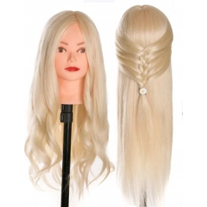 Cap pentru practica coafat manechin par des sintetic 60 cm Blond - Img 1