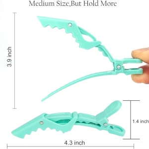 Clipsuri coafor profesionale, tip crocodil, 11.5cm, plastic dur, mov, 6buc - Img 2