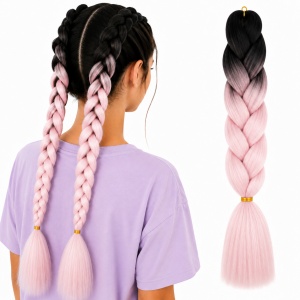 Extensie Jumbo Braids Pink Blossom – Ombre Negru Roz