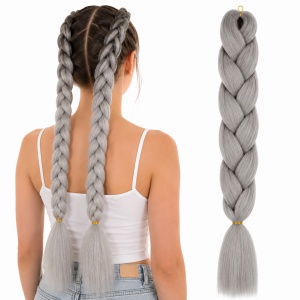 Extensie Păr Jumbo Braid Silver Frost – Păr Sintetic Premium pentru Împletituri Afro