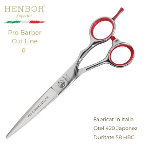 Foarfecă de Tuns Profesională Henbor Pro Barber Cut Line 6.0" – Oțel Inoxidabil 420, 58 HRC, Fabricată în Italia