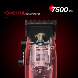 Mașină de Tuns Profesională WMARK NG-125 – 7500 RPM, Lame Inox 5Cr15 & Ceramică, Afișaj Digital, 8 Piepteni, Autonomie 150 min – Rosie - Img 10