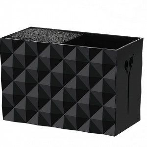 Organizator frizerie Ardette dublu, negru plastic, suport pentru foarfeci salon barber - Img 2