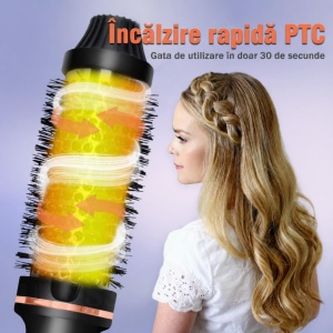 Perie electrica pentru volum cu aer cald pentru coafat parul, uscare, indreptare, bucle si styling - Img 6