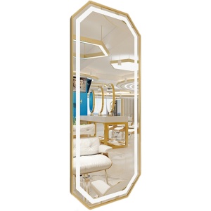 Post de lucru coafor dotare mobilier salon coafor Oglinda LED PS007. margine aurie - Img 1