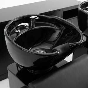 Scafa frizerie coafor, cu bazin din ceramica, Neagra, Profesionala, Universala - Img 5