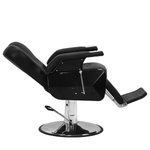 Scaun barber shop profesional, rabatabil, reglabil, cu tetiera, negru cu argintiu - Img 6