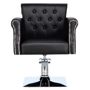 Scaun coafor frizerie, reglabil pe inaltime, elegant si luxos, tip Chesterfield, negru, Tavy - Img 5