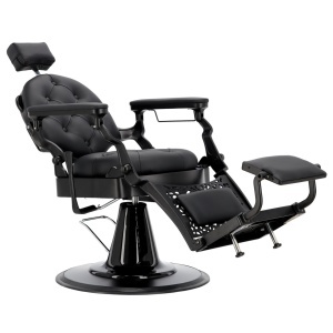 Scaun frizerie negru – hidraulic, rabatabil, cu tetiera, stil vintage industrial - Img 2