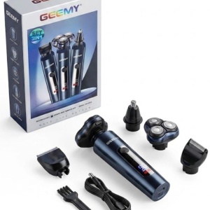 Set aparat de ras si tuns 3‑in‑1 Geemy GM‑8105, fara fir, afisaj LED, incarcare USB
