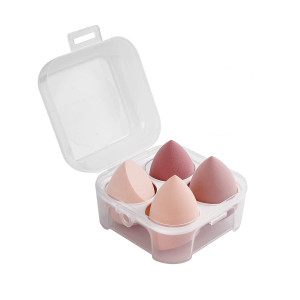 Set bureti machiaj tip beauty blender, 4 bucati, roz, in cutie de depozitare din plastic - Img 1