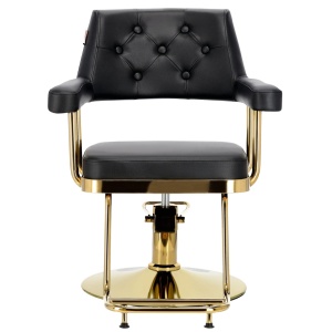 Set Complet Mobila Coafor Chesterfield - scaun frizerie negru auriu, scafa, oglinda LED - Img 3