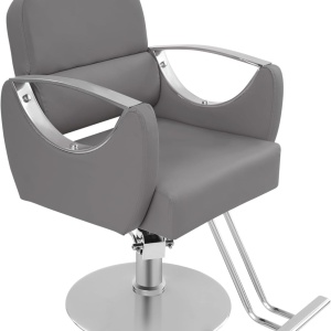 Set complet mobilier coafor cu scafa, scaun frizerie, oglinda LED, Gri cu Argintiu - Img 6