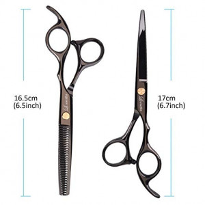 Set foarfeca de tuns si filat negru Baroc marime 6" si pieptan carbon clame pentru frizerie salon - Img 4