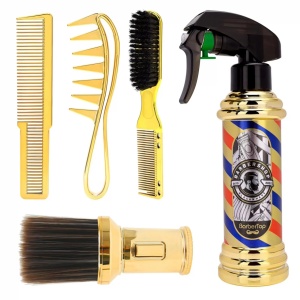 Set frizerie complet profesional cu foarfeca tuns filat, 14 piese, Gold auriu, Barber - Img 4