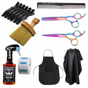Set kit complet produse frizerie coafor cu foarfece tuns si filat cameleon SF02 - Img 1
