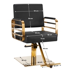 Set Mobilier complet frizerie cu 2 scaune coafor, 1 scafa, ucenic cosmetica, Negru cu Auriu - Img 4
